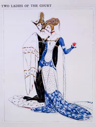 Diseños de Vestuario para Dos Damas de la Corte, personajes de 